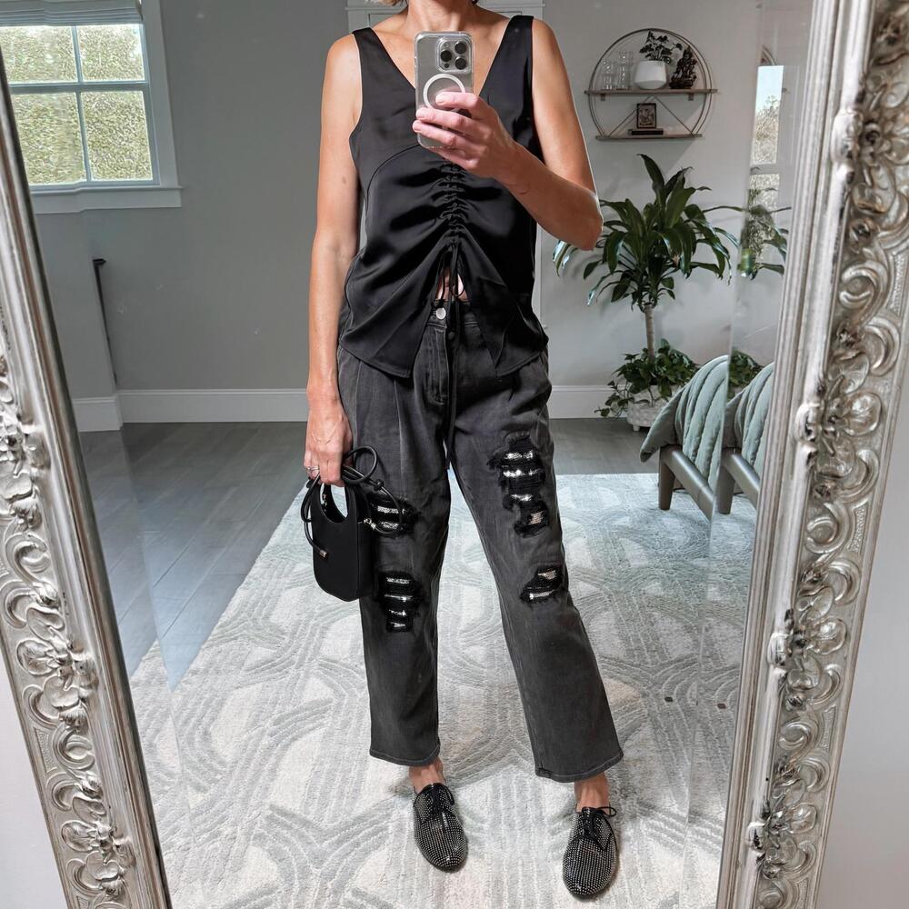 Michael Kors Distressed Black Jeans | Sequin Details Size 2